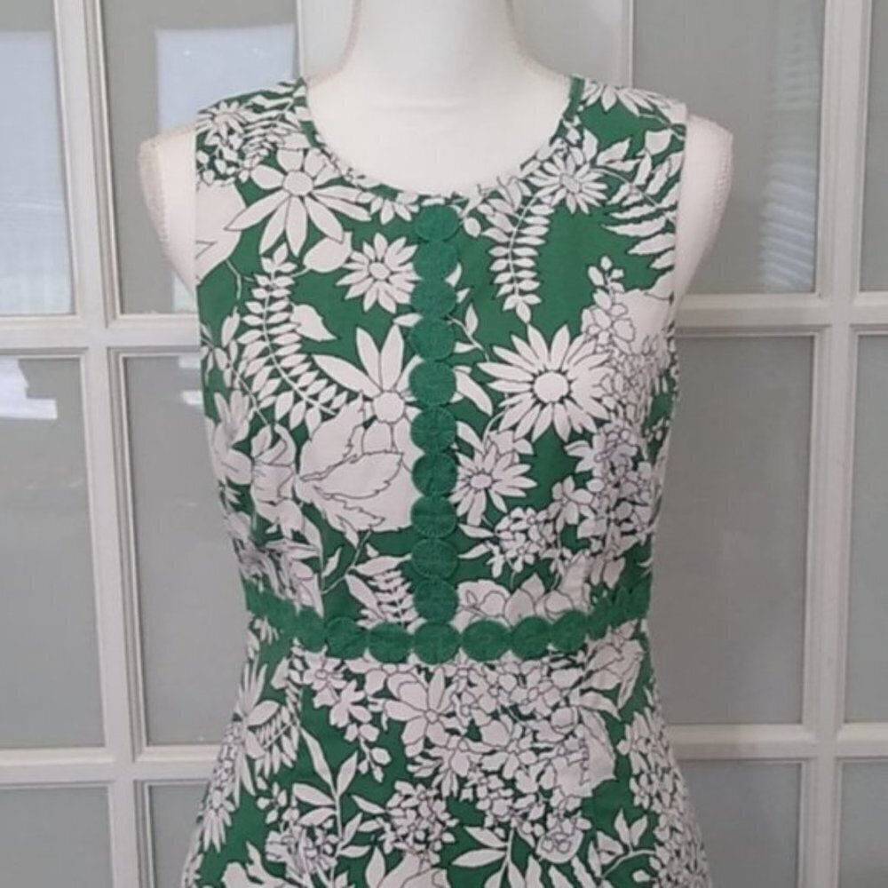 Boden Vivienne Green and White Floral Print Sheath Dress - Picture 3 of 16